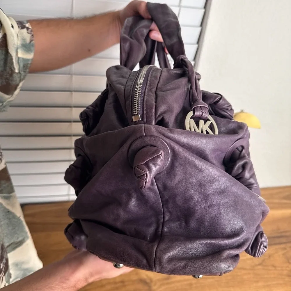 Michael Kors Zuma Y2K Purple Nappa Leather Knotted Satchel UNIQUE